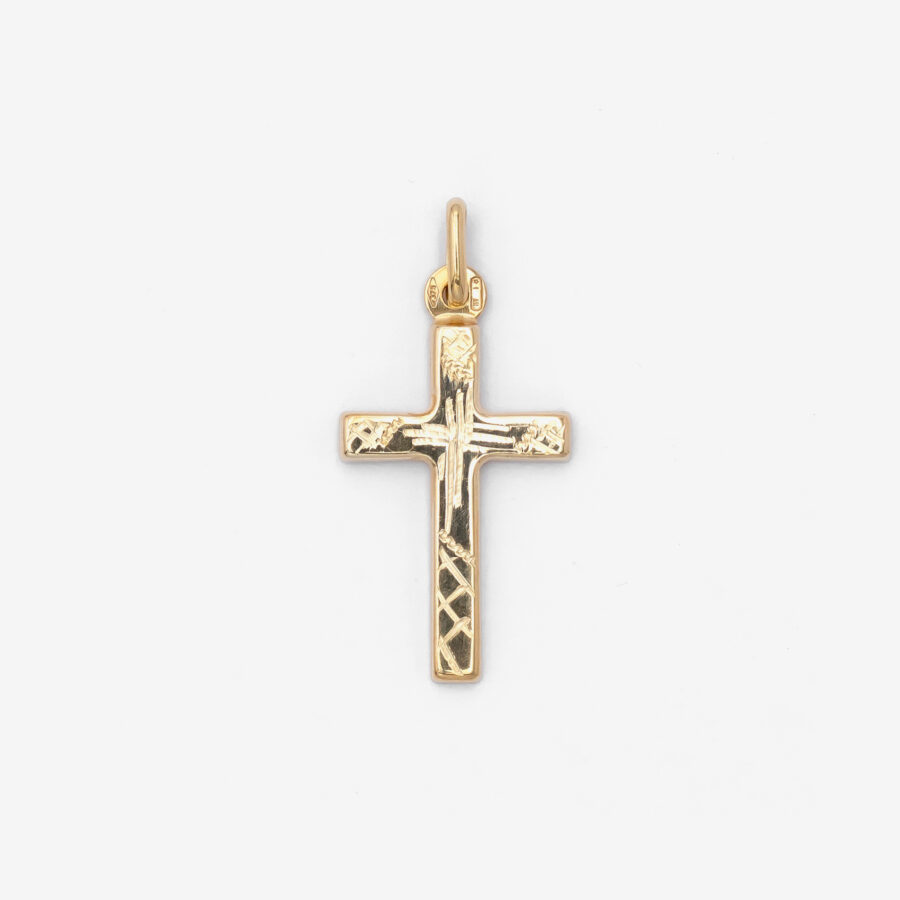 Diamond Cut Yellow Gold Cross