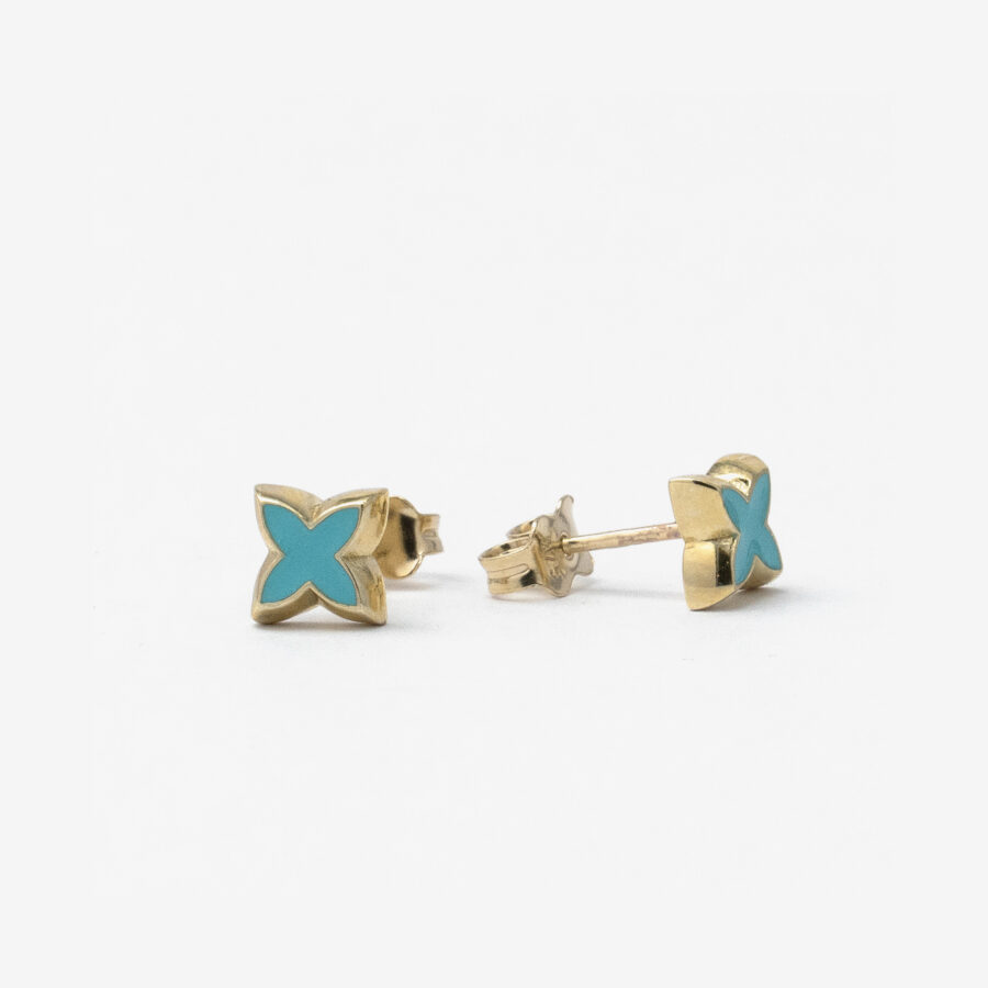 Enamel four leaf clover stud