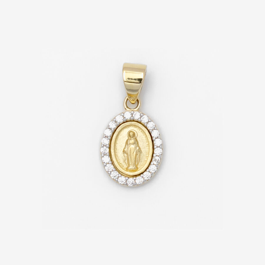 9k yellow gold miraculous oval medal pendant