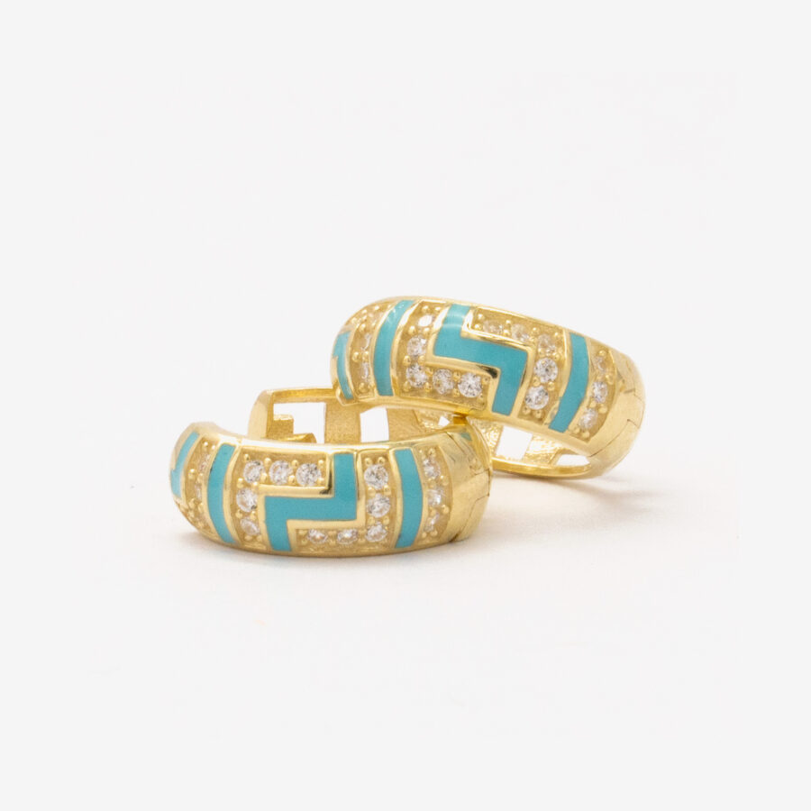 Fancy cz enamel huggie