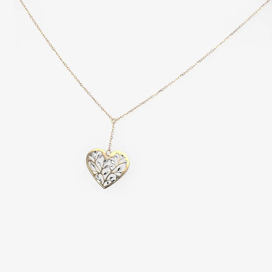 2 Tone Filligree Heart Necklace