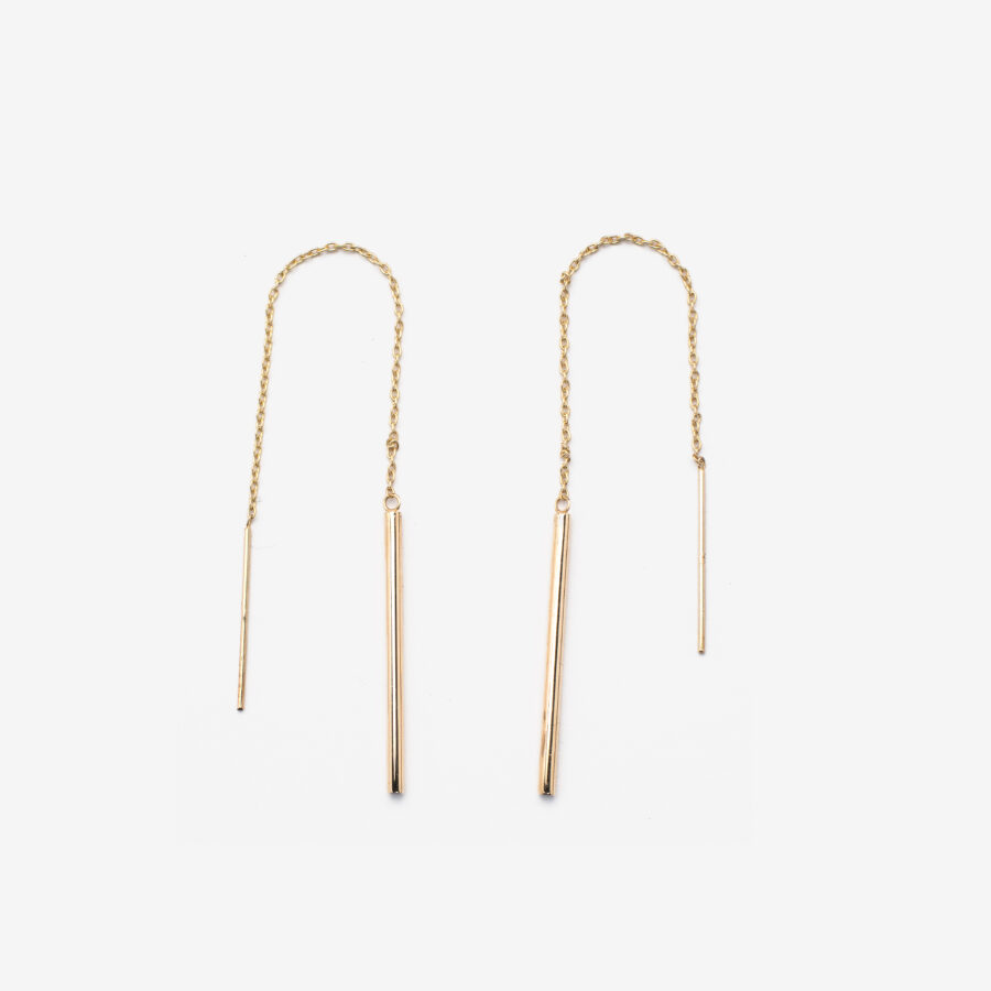 Gold Bar Thread Through Drop Earrings