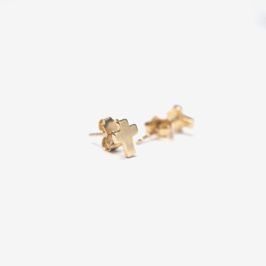 Small Flat Cross Stud Earring